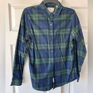 Weatherproof Vintage Green and Blue Plaid Button Down Flannel Shirt